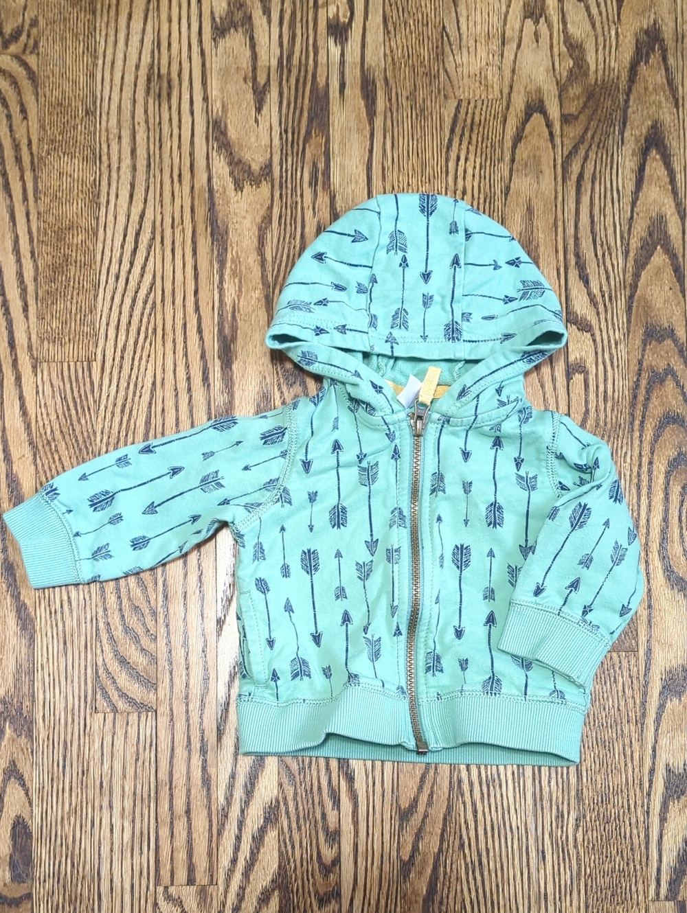 Kids Mint Arrow-Print Hooded Zip Jacket